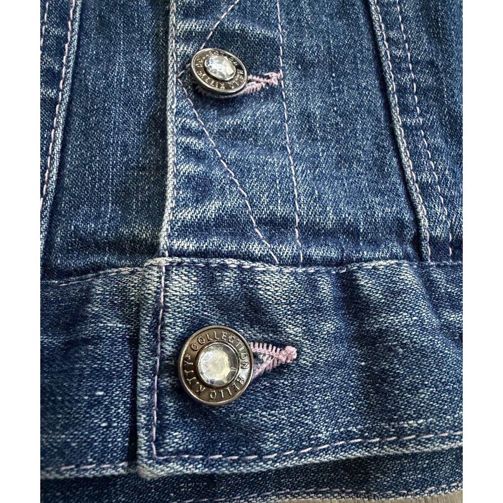 Hello Kitty Denim Jacket Girls Size 6 Sanrio Embroidered Patches Bling Buttons - Picture 4 of 12